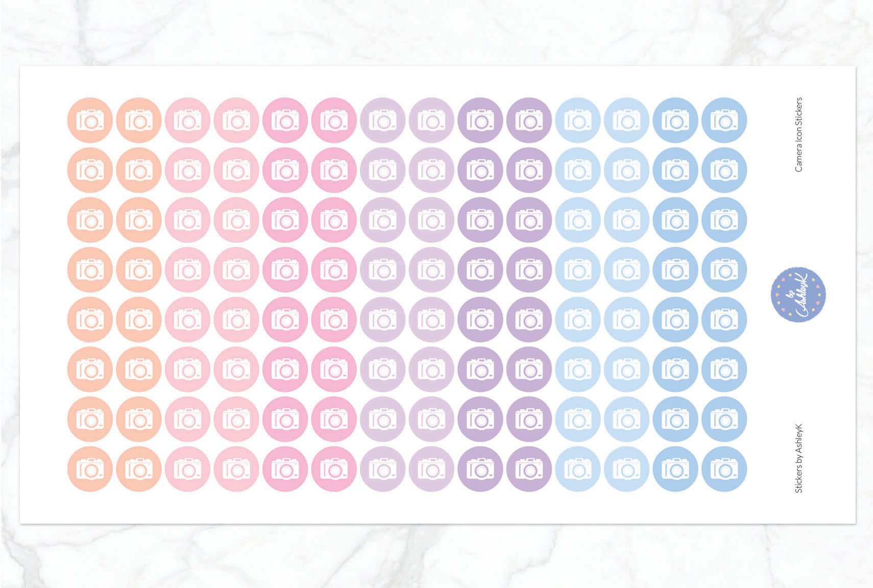 Camera Icon Stickers - Pastel Sunset