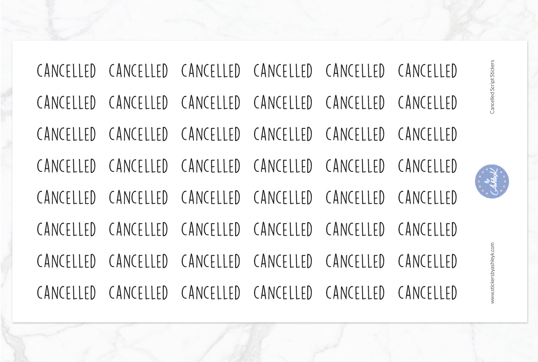 Cancelled Script Stickers - Black