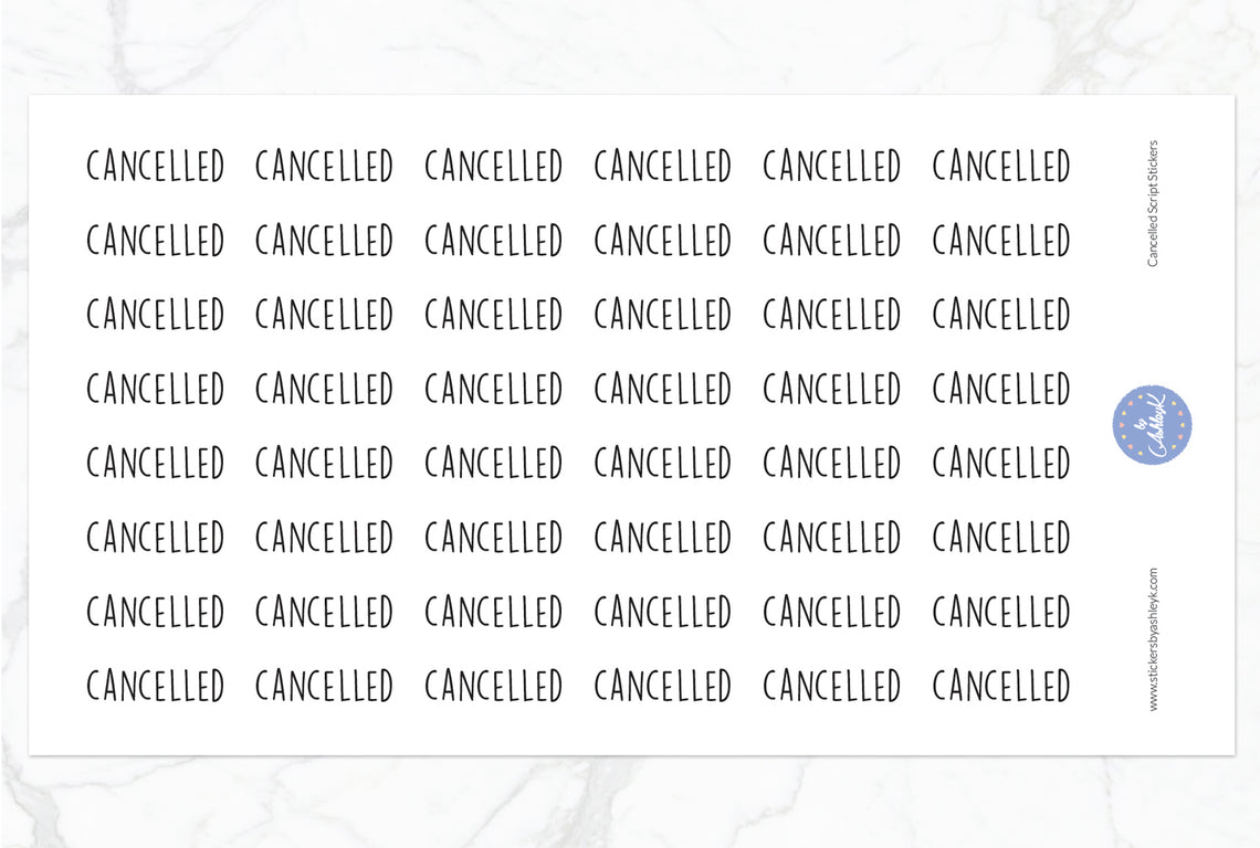 Cancelled Script Stickers - Black
