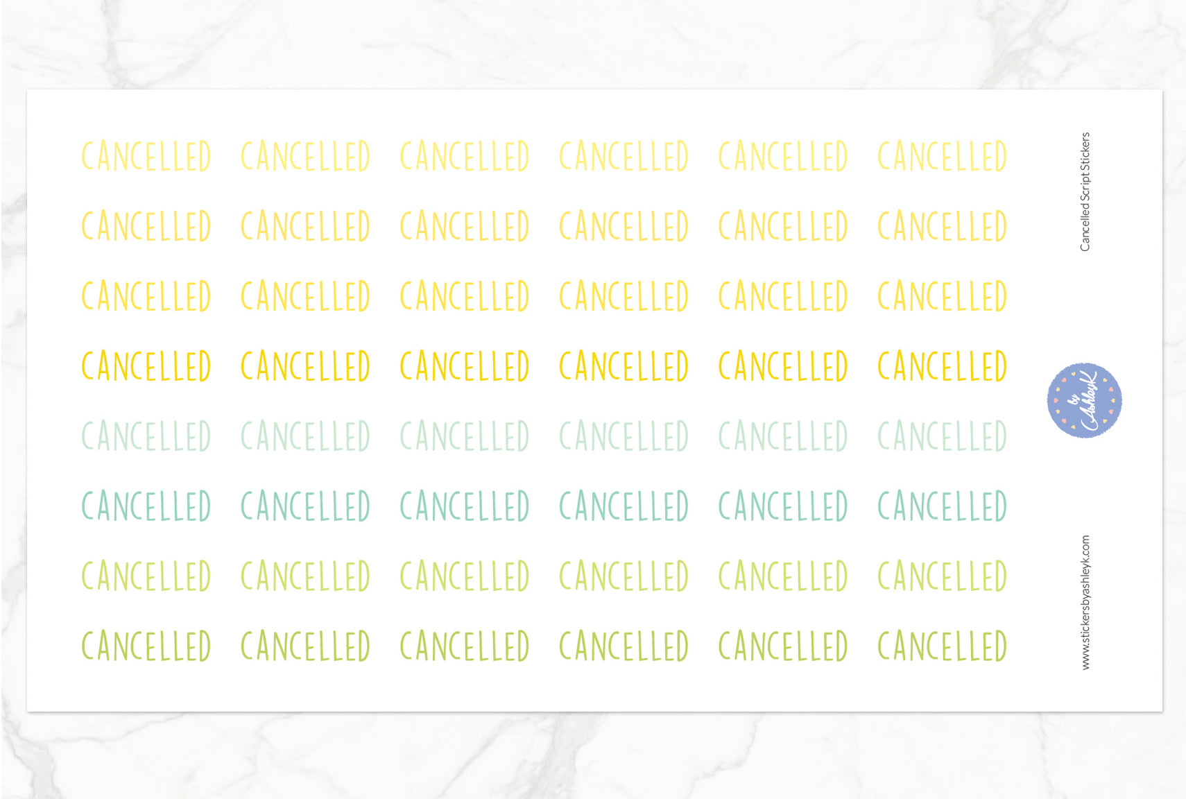 Cancelled Script Stickers - Lemon&Lime