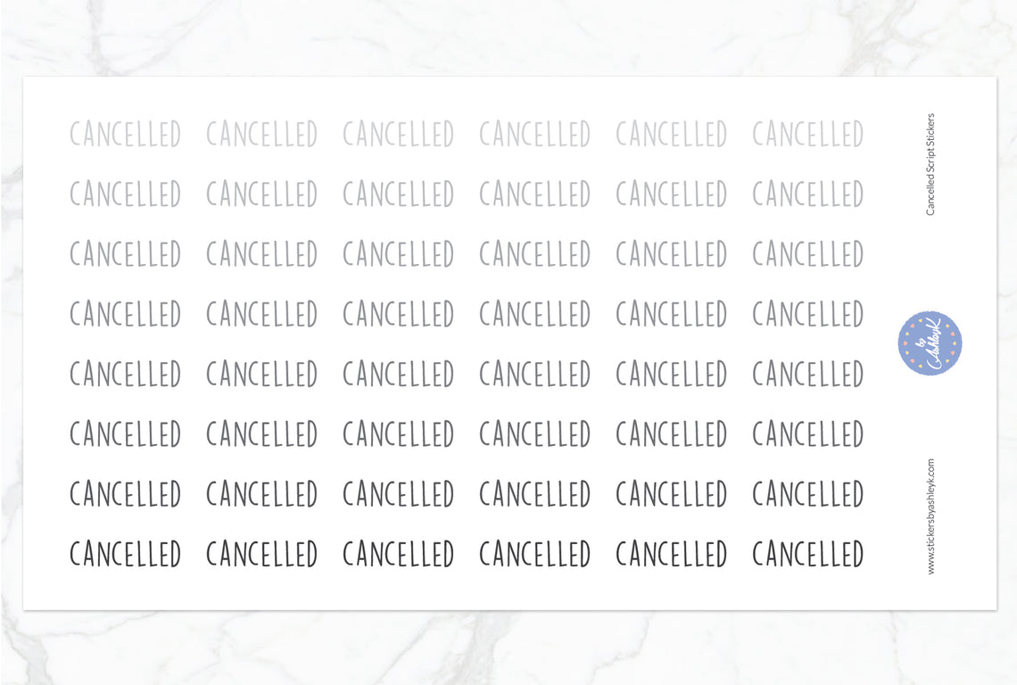 Cancelled Script Stickers - Monochrome