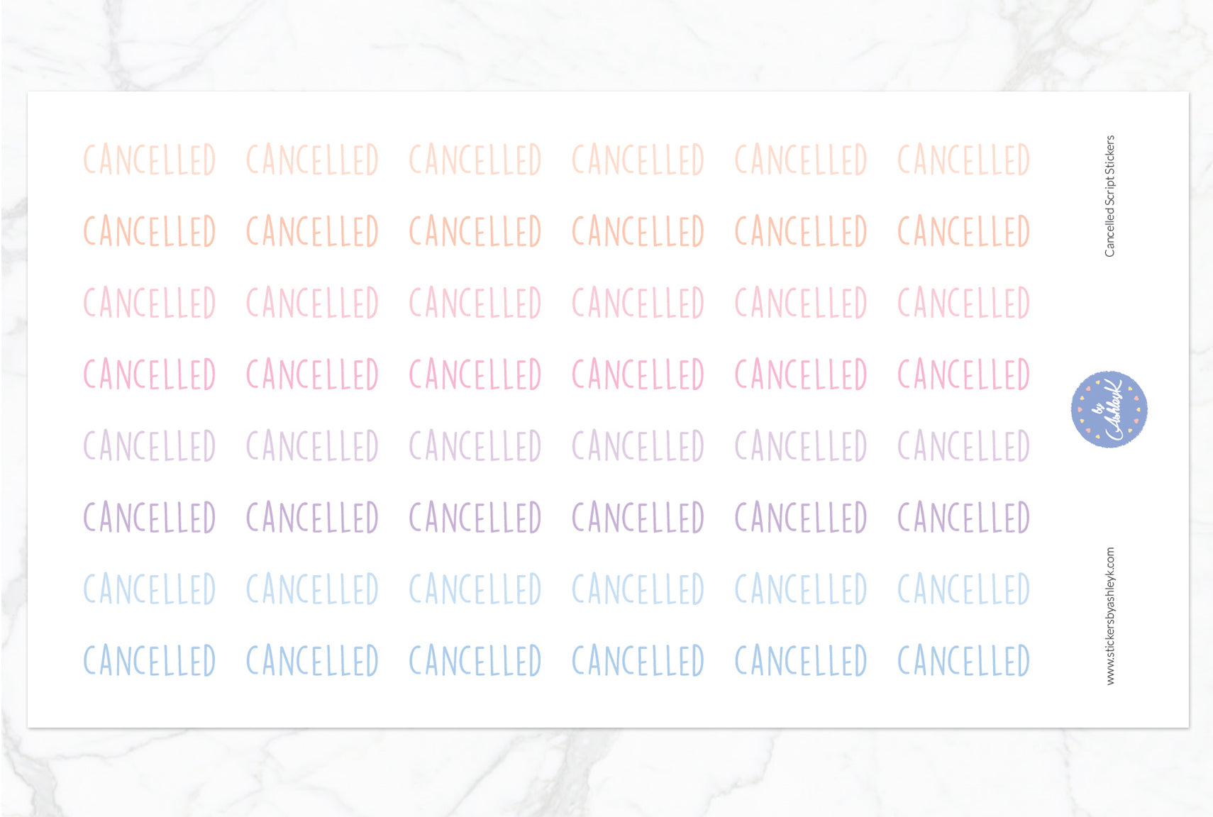 Cancelled Script Stickers - Pastel Sunset