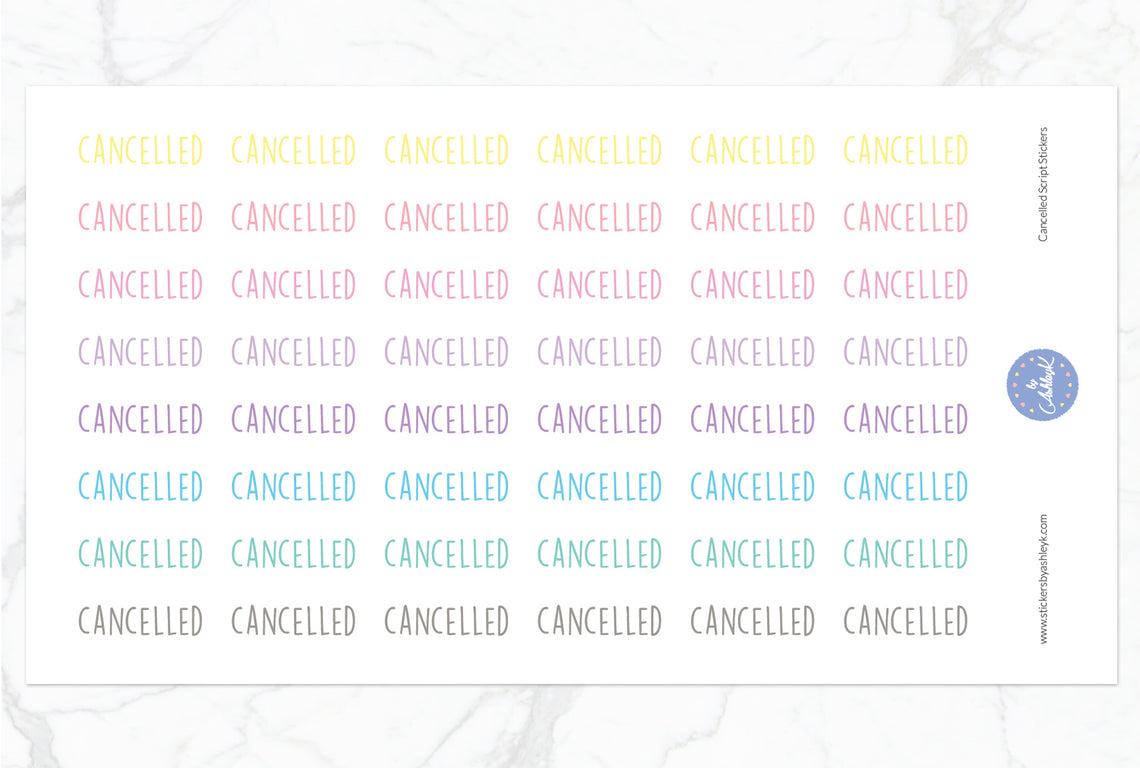Cancelled Script Stickers - Pastel