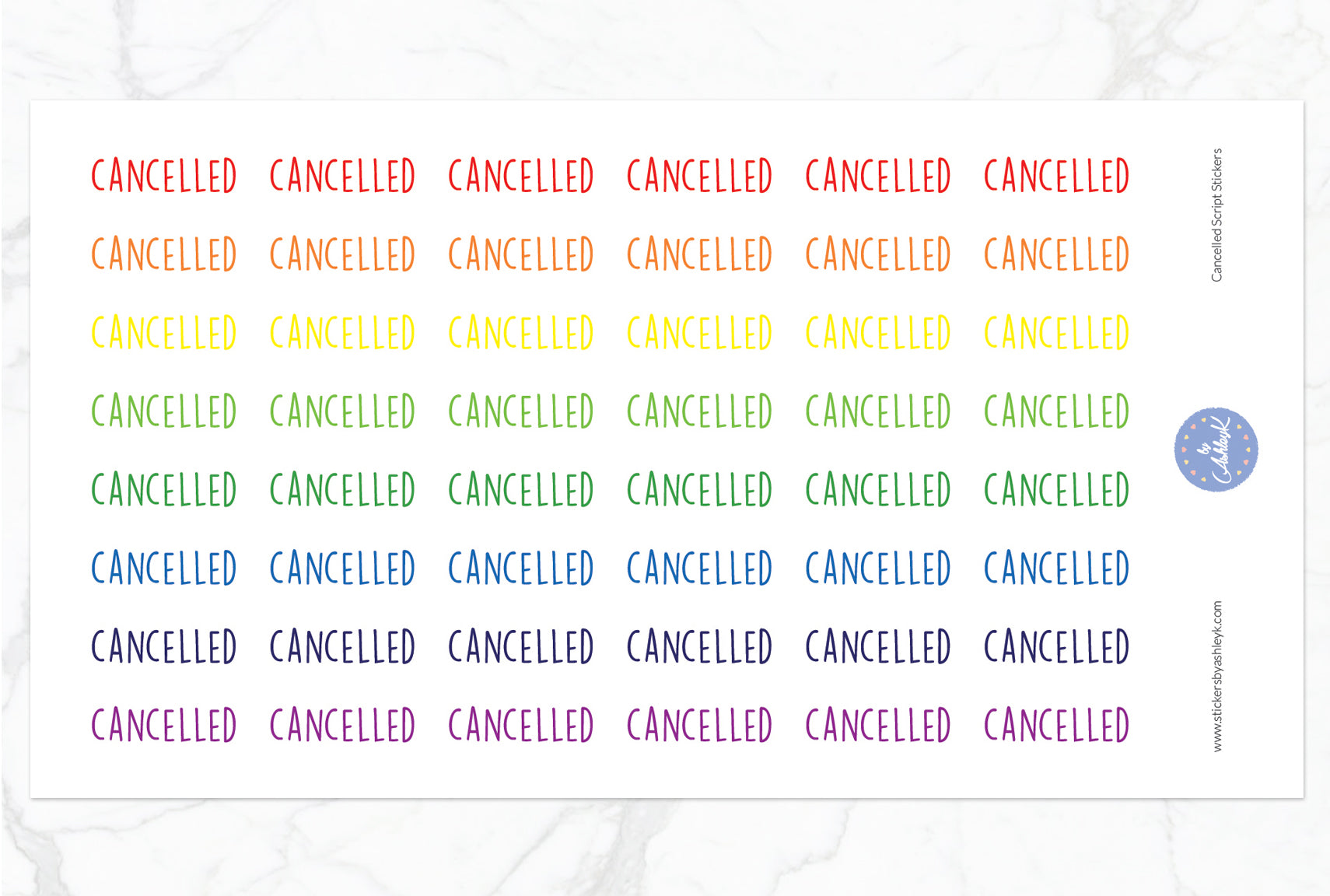 Cancelled Script Stickers - Rainbow