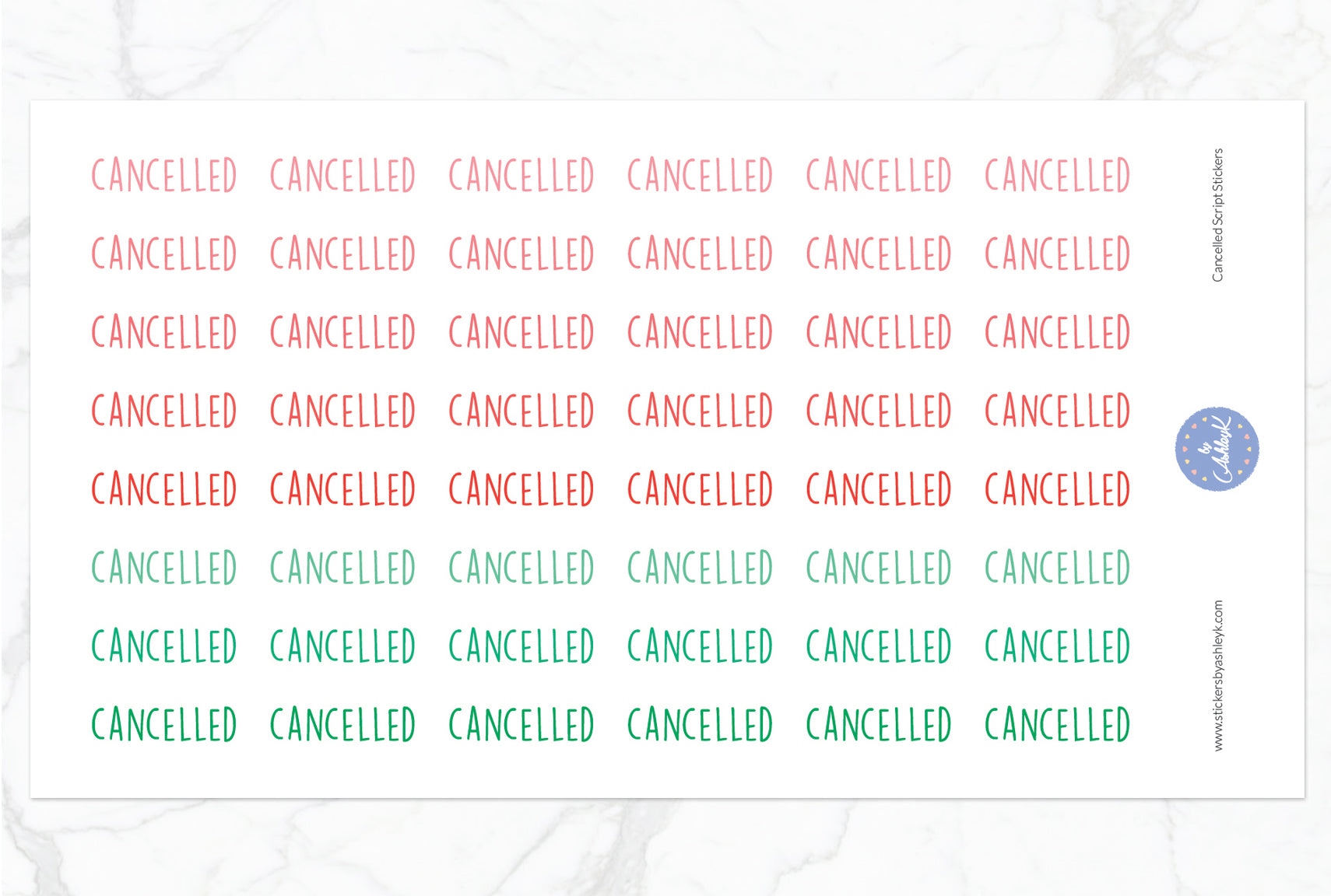 Cancelled Script Stickers - Watermelon
