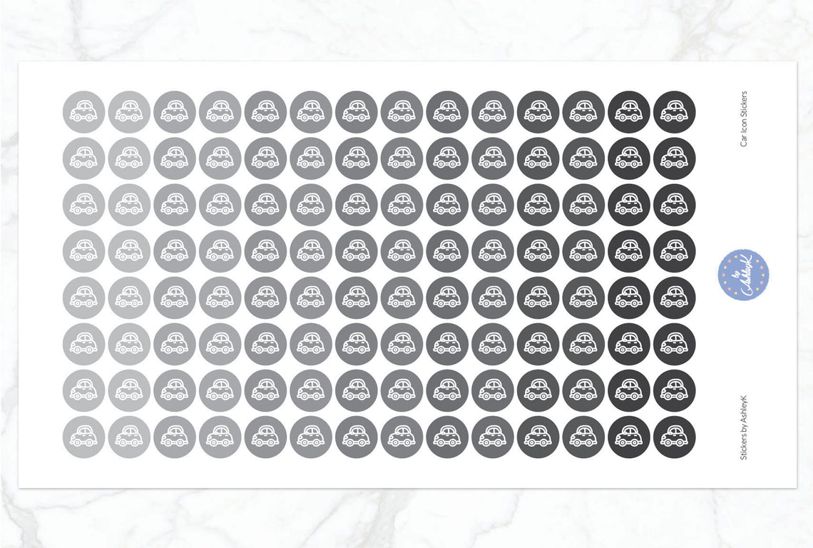Car Icon Stickers - Monochrome