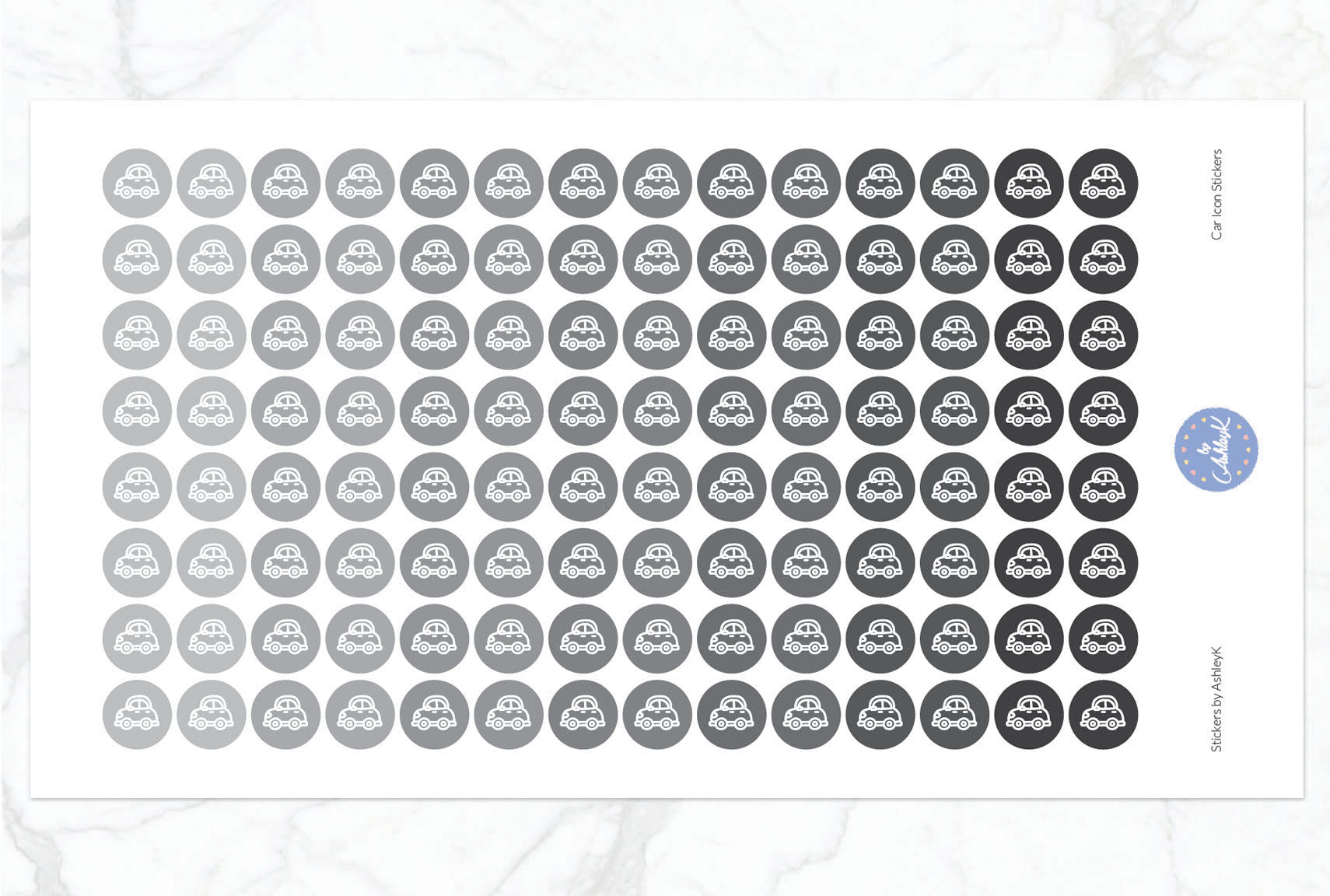 Car Icon Stickers - Monochrome