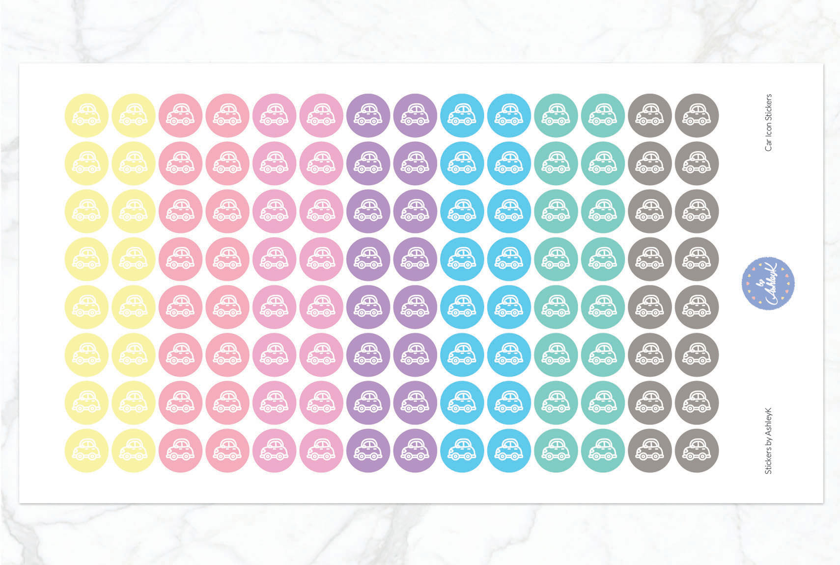 Car Icon Stickers - Pastel