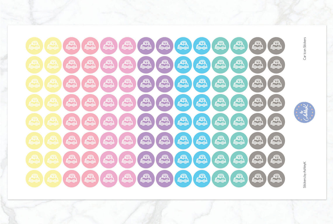 Car Icon Stickers - Pastel