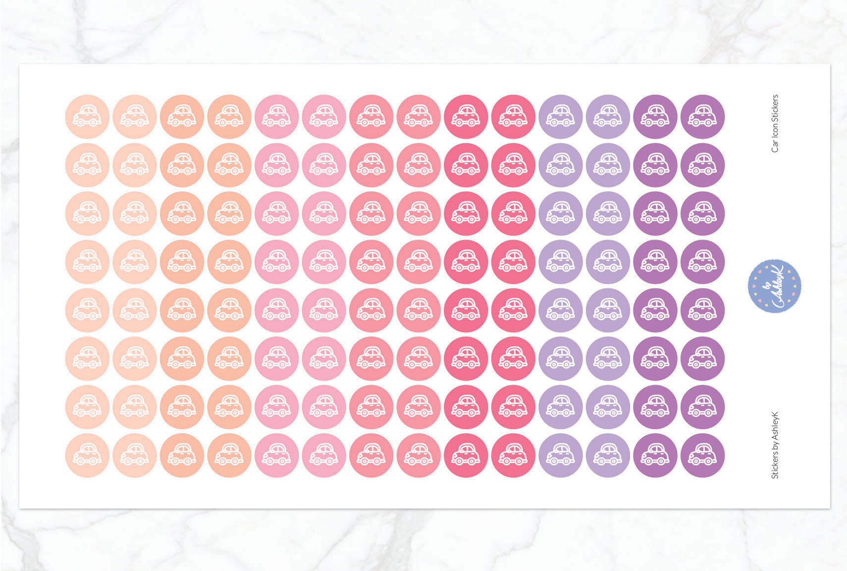 Car Icon Stickers - Raspberry