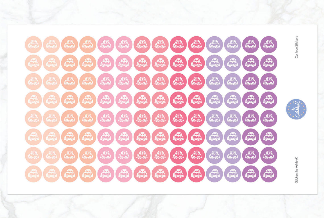 Car Icon Stickers - Raspberry