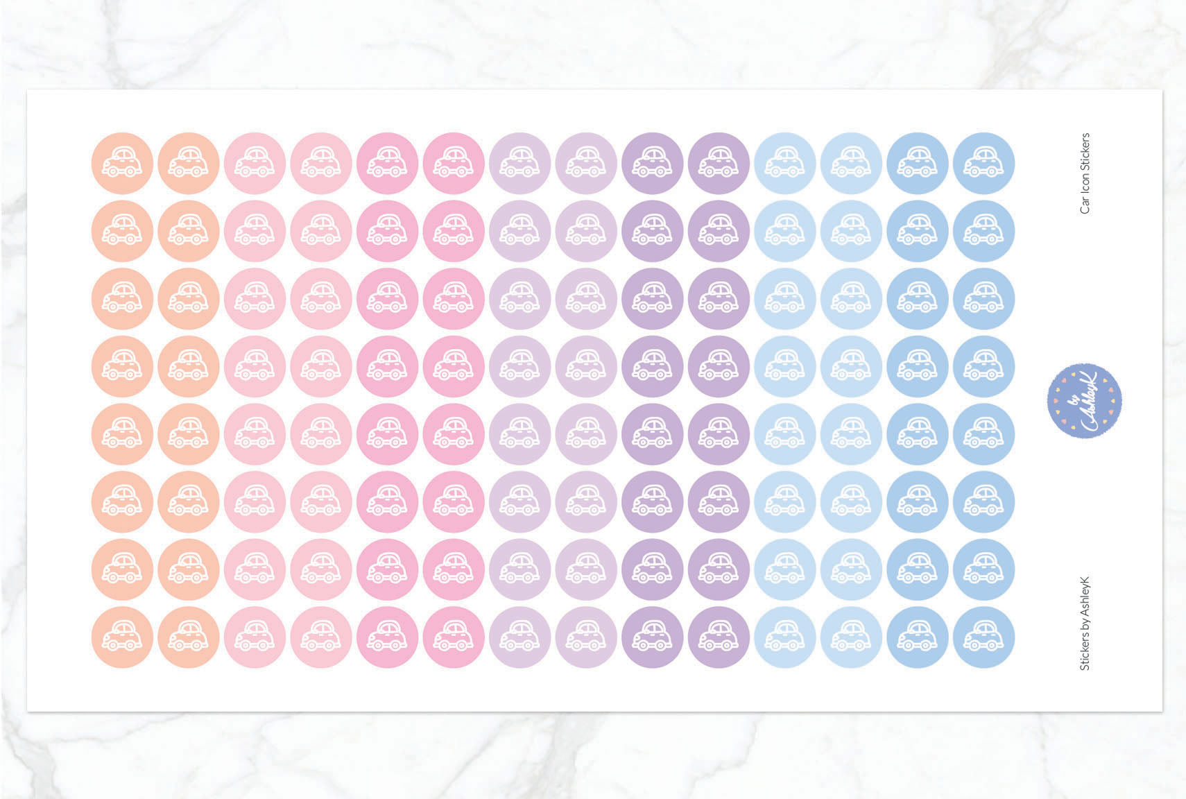 Car Icon Stickers - Pastel Sunset