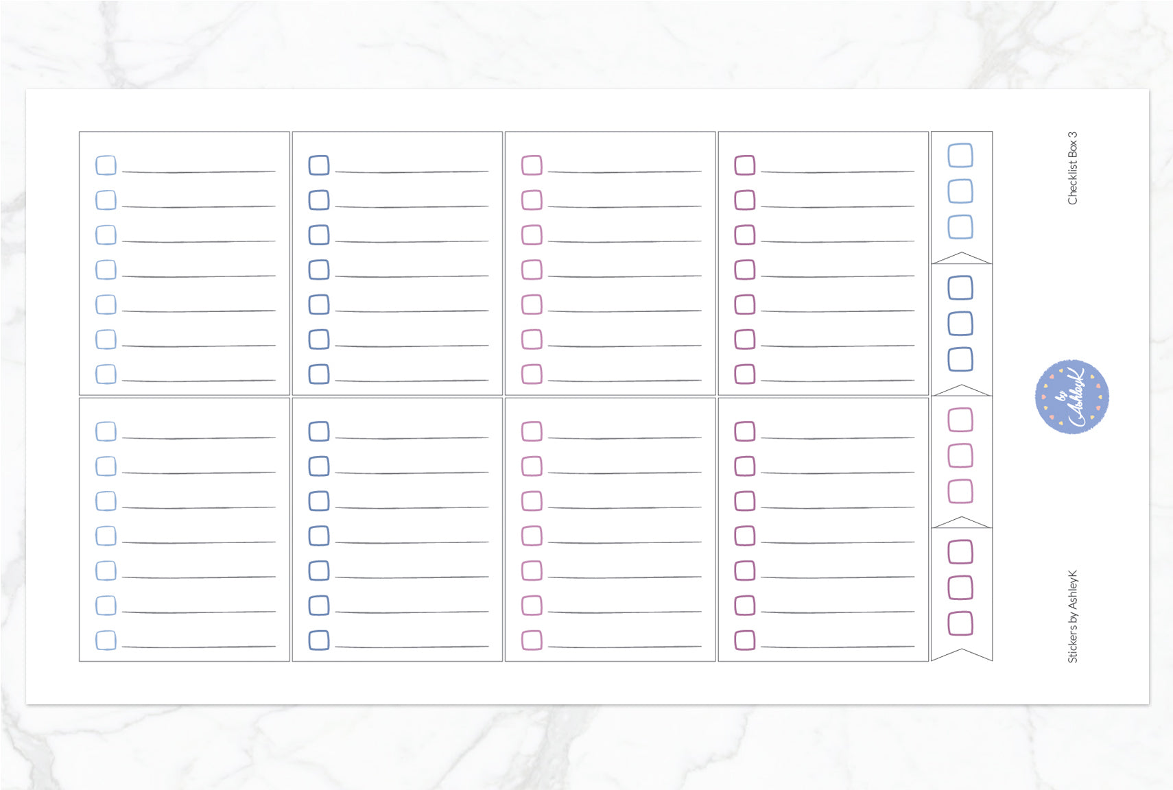 Checklist Box 3 Stickers - Blueberry