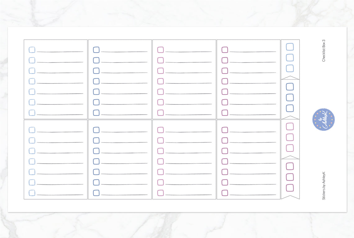 Checklist Box 3 Stickers - Blueberry
