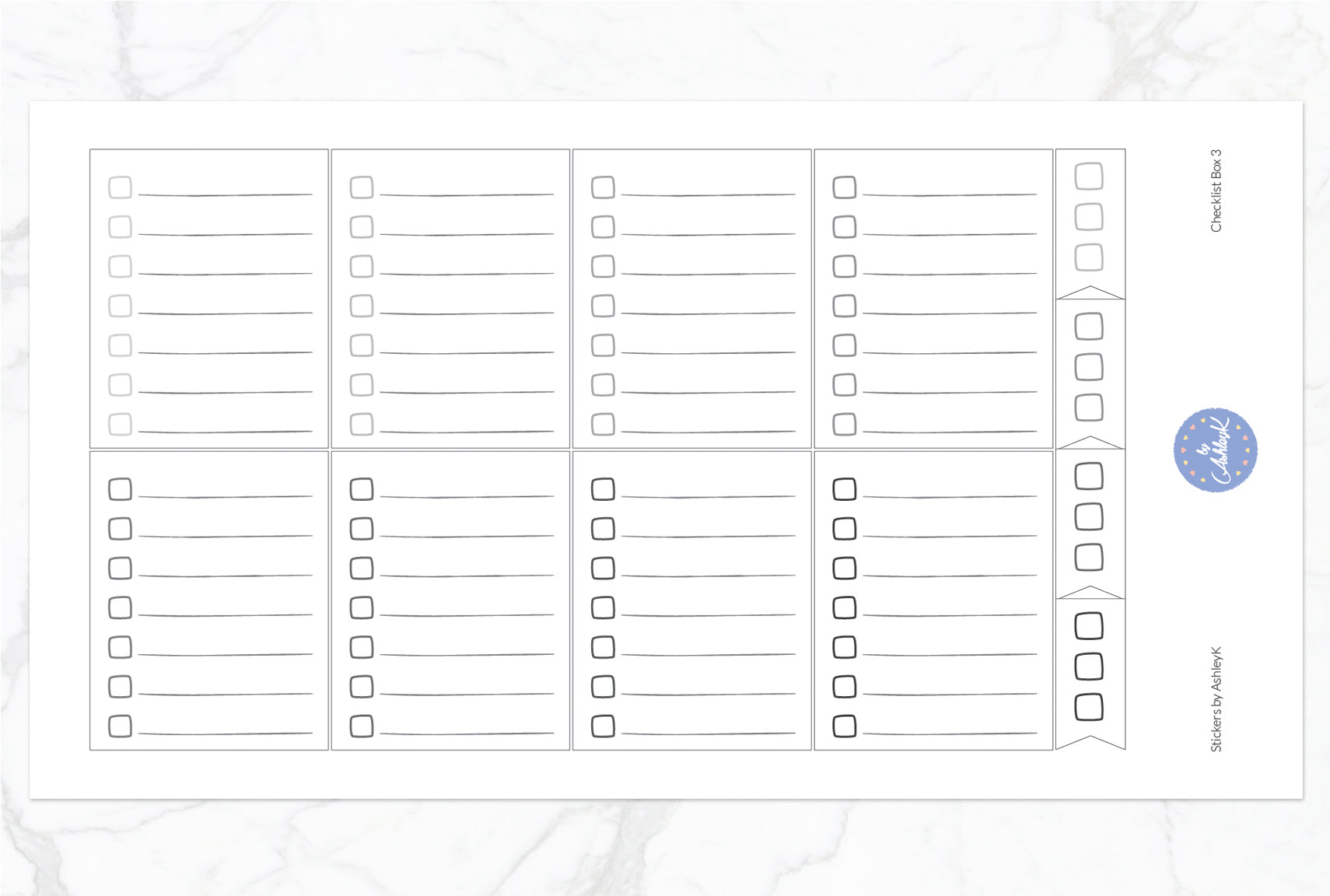 Checklist Box 3 Stickers - Monochrome