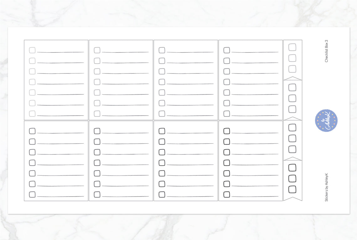 Checklist Box 3 Stickers - Monochrome