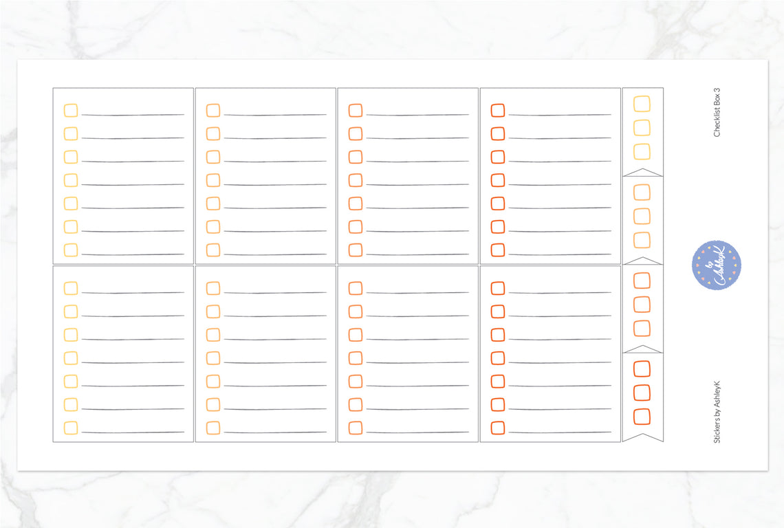 Checklist Box 3 Stickers - Orange