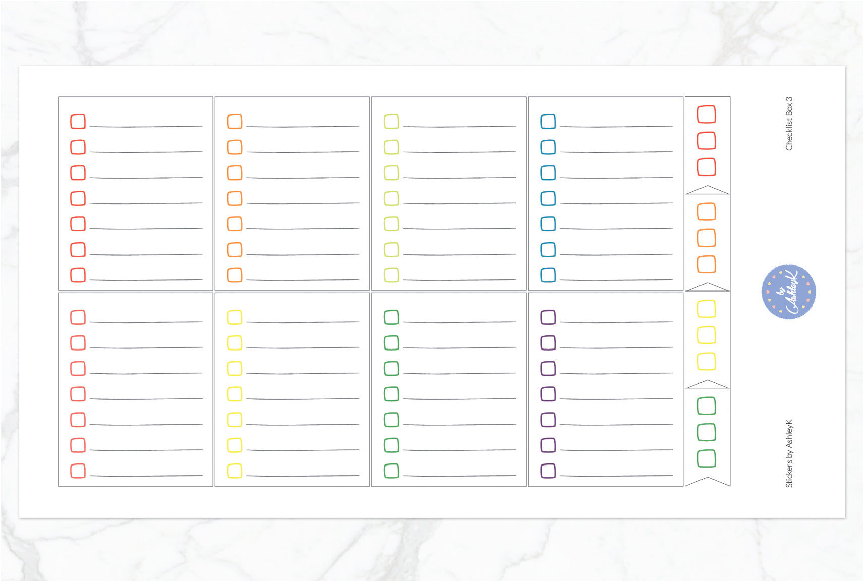 Checklist Box 3 Stickers - Pastel Rainbow
