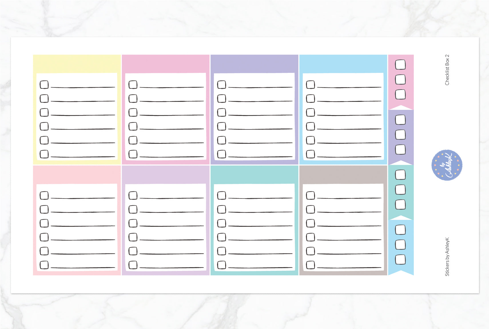 Checklist Box 2 Stickers - Pastel
