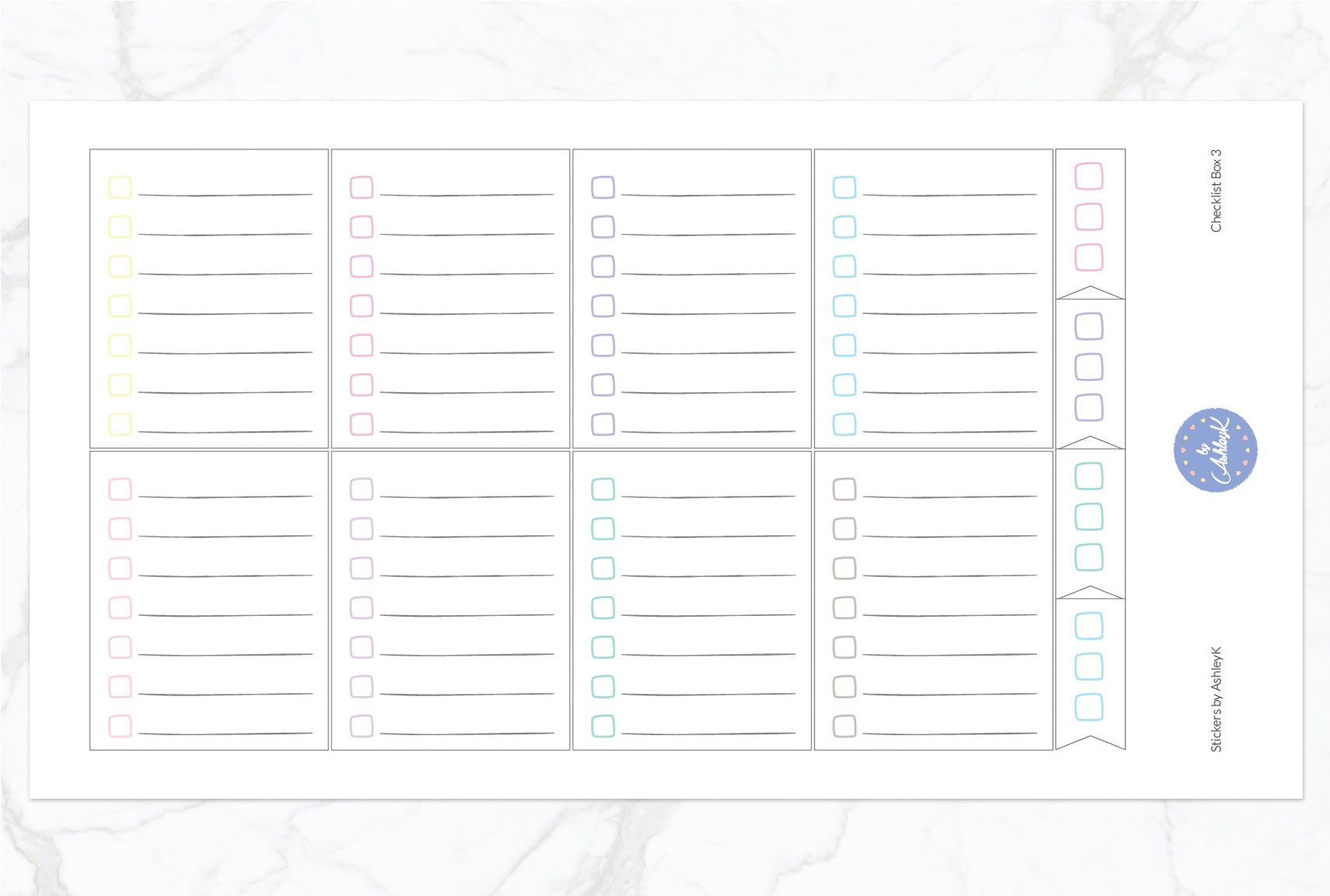 Checklist Box 3 Stickers - Pastel