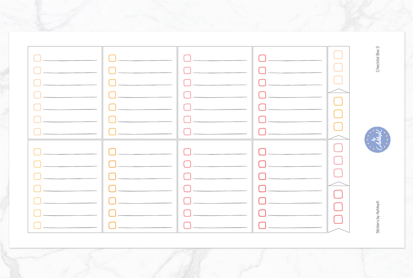Checklist Box 3 Stickers - Peach