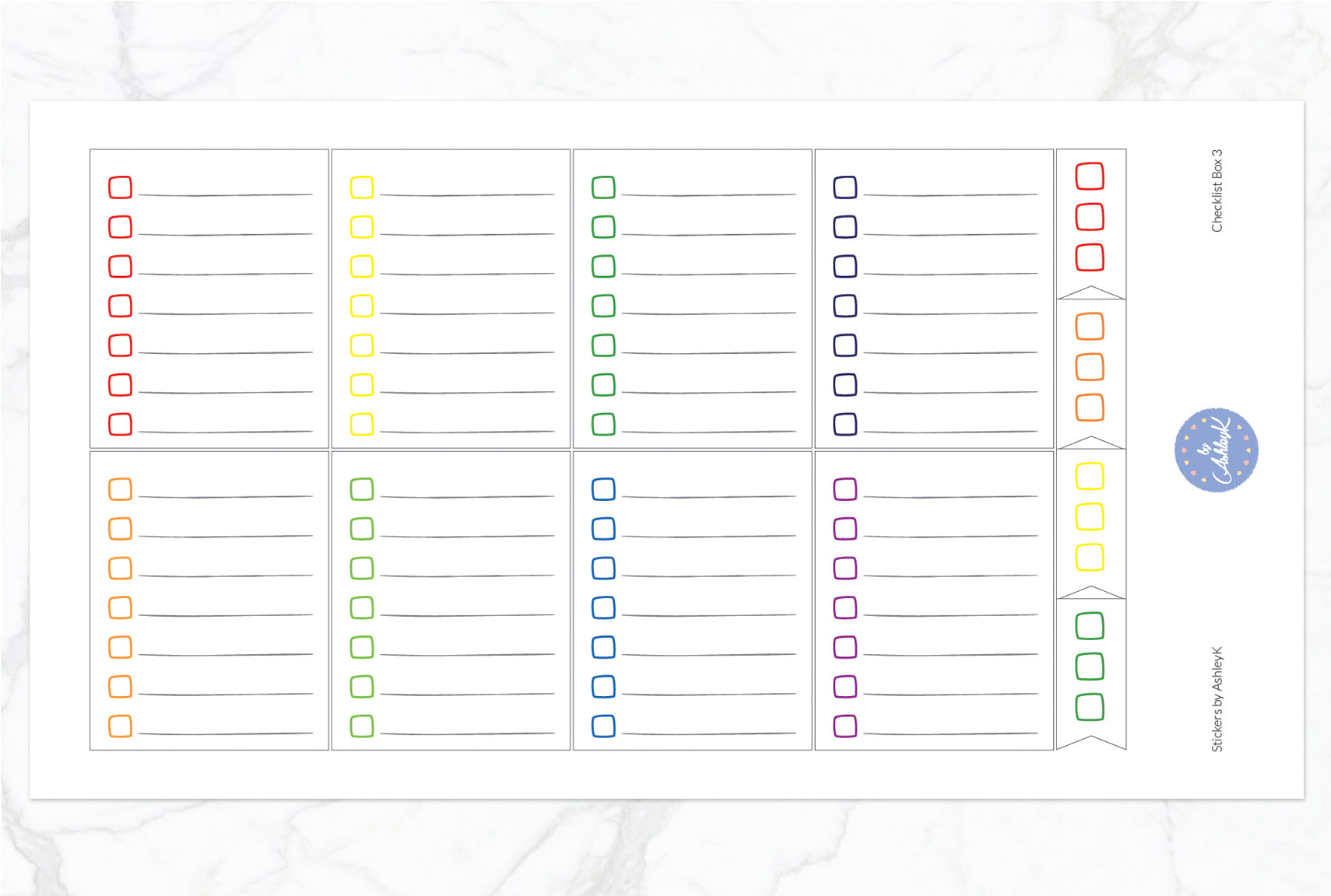 Checklist Box 3 Stickers - Rainbow