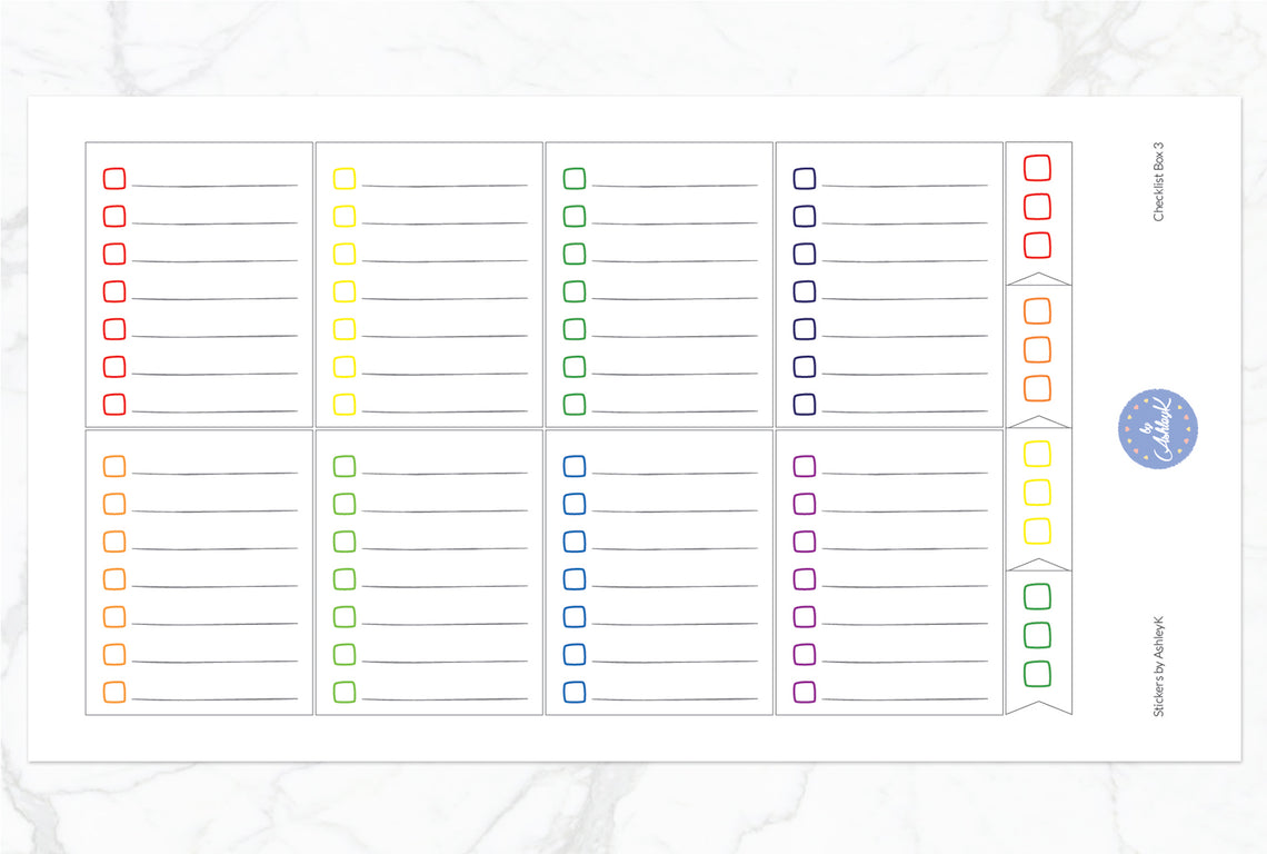 Checklist Box 3 Stickers - Rainbow