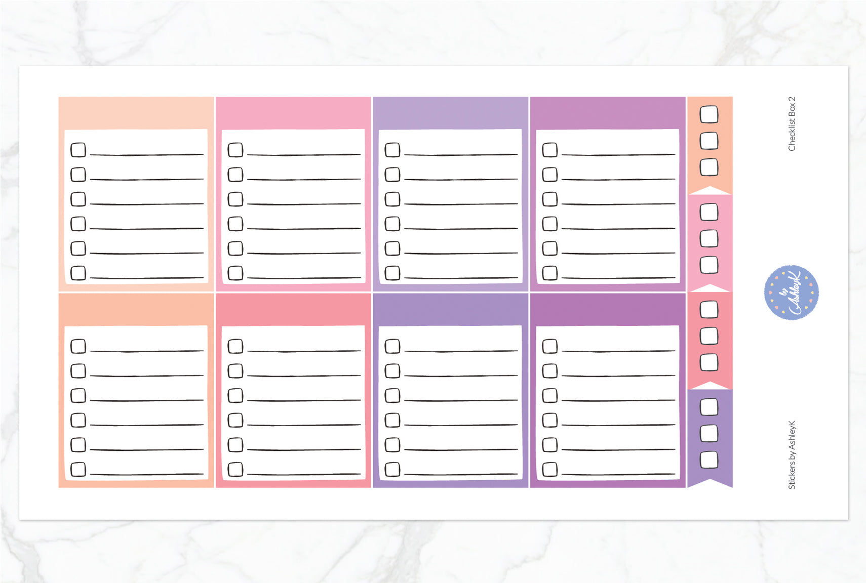 Checklist Box 2 Stickers - Raspberry