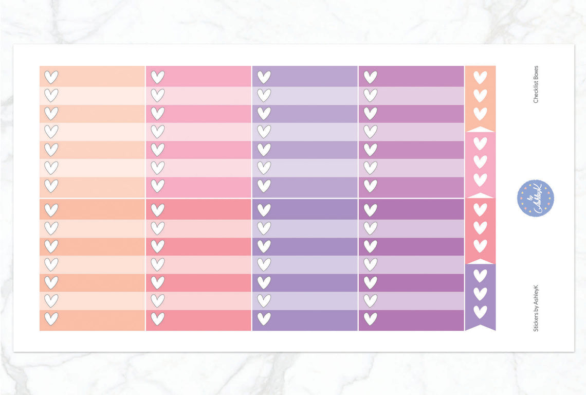 Checklist Box Stickers - Raspberry