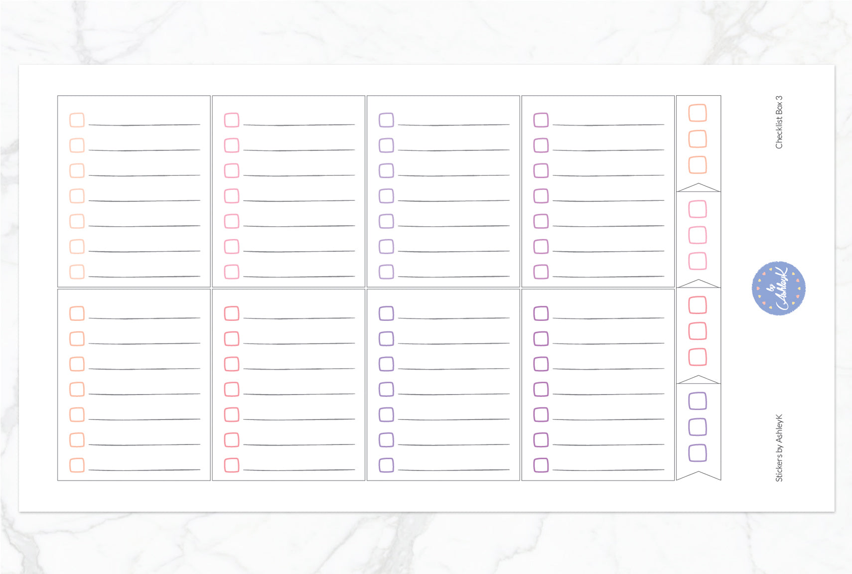 Checklist Box 3 Stickers - Raspberry