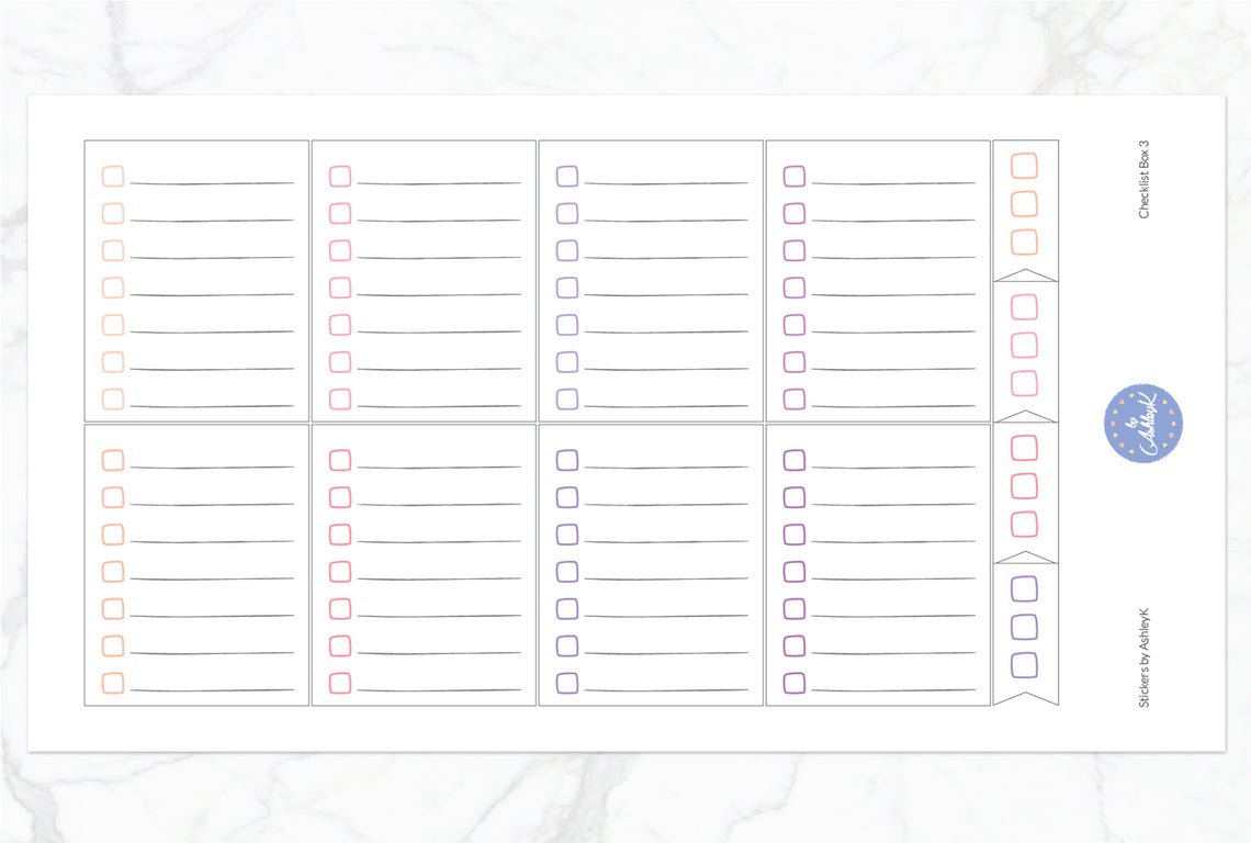 Checklist Box 3 Stickers - Raspberry