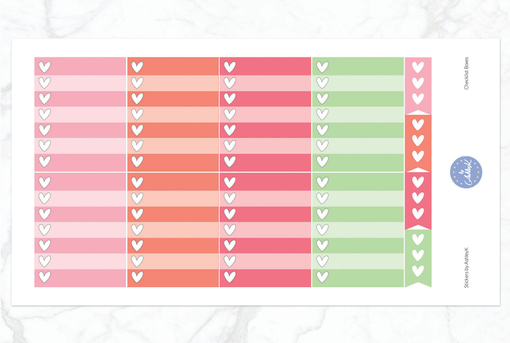 Checklist Box Stickers - Strawberry