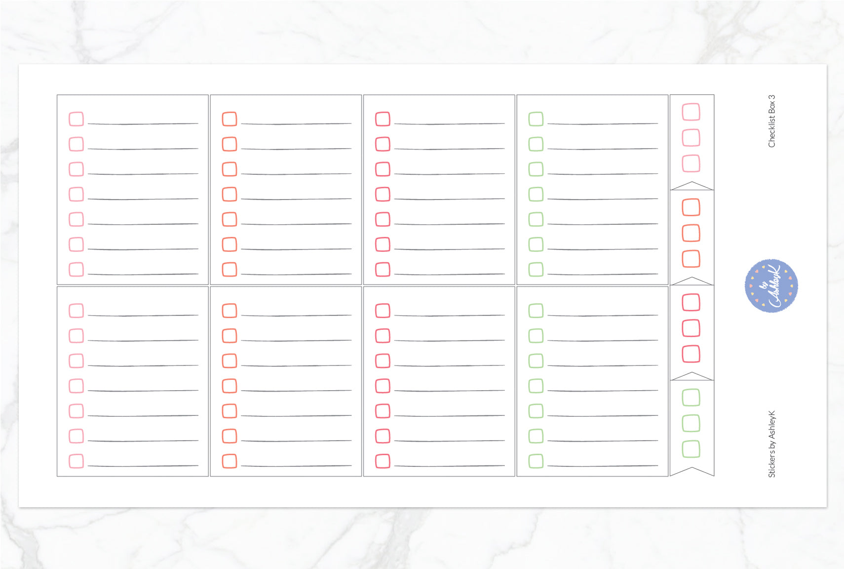 Checklist Box 3 Stickers - Strawberry