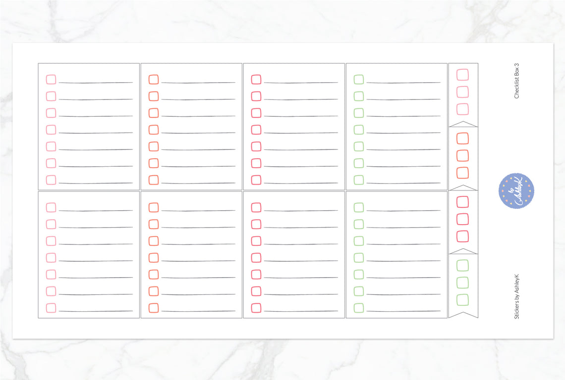 Checklist Box 3 Stickers - Strawberry