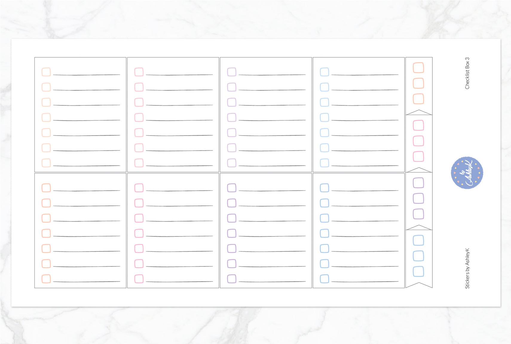 Checklist Box 3 Stickers - Pastel Sunset