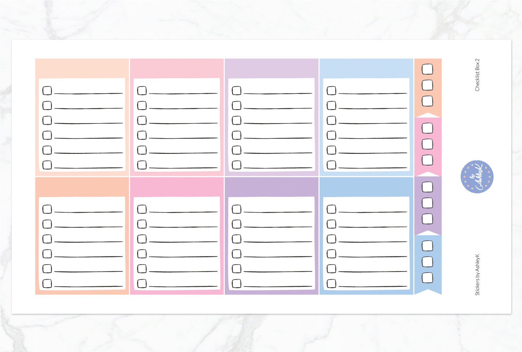 Checklist Box 2 Stickers - Pastel Sunset