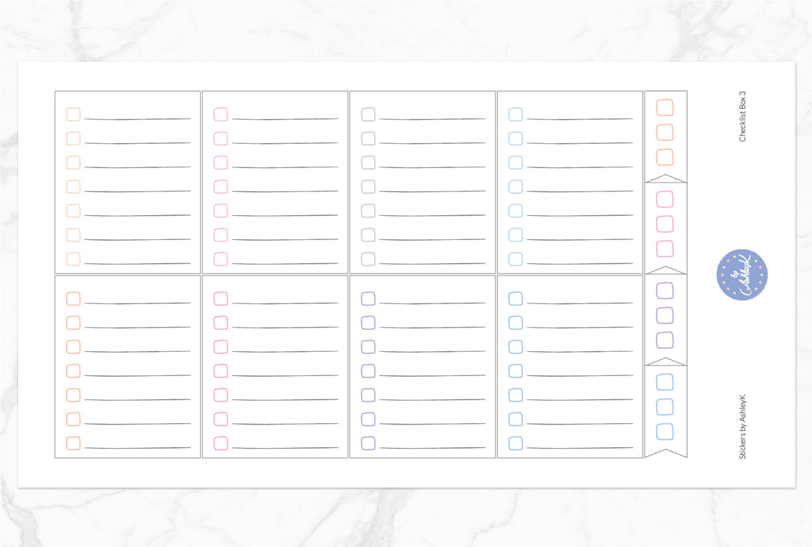 Checklist Box 3 Stickers - Pastel Sunset
