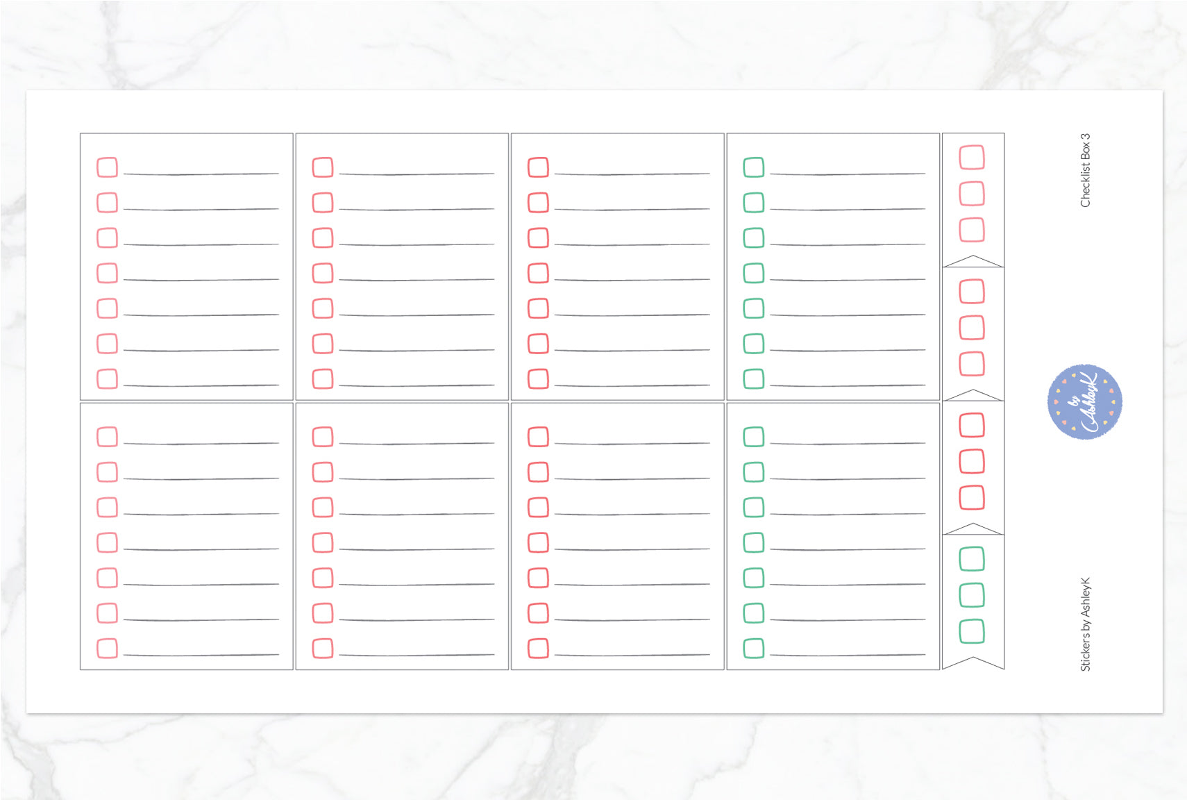 Checklist Box 3 Stickers - Watermelon