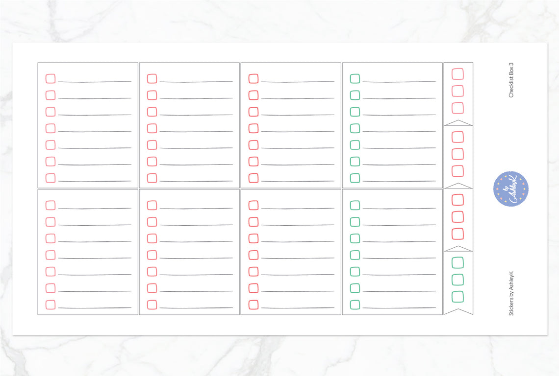 Checklist Box 3 Stickers - Watermelon