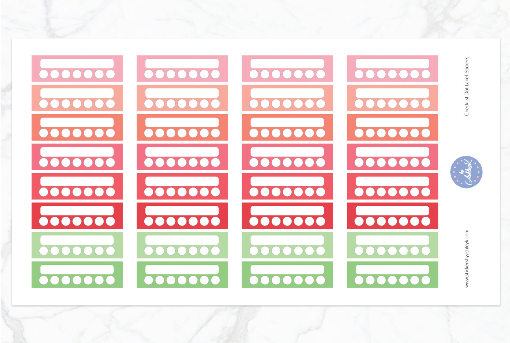 Checklist Dot Label Stickers - Strawberry