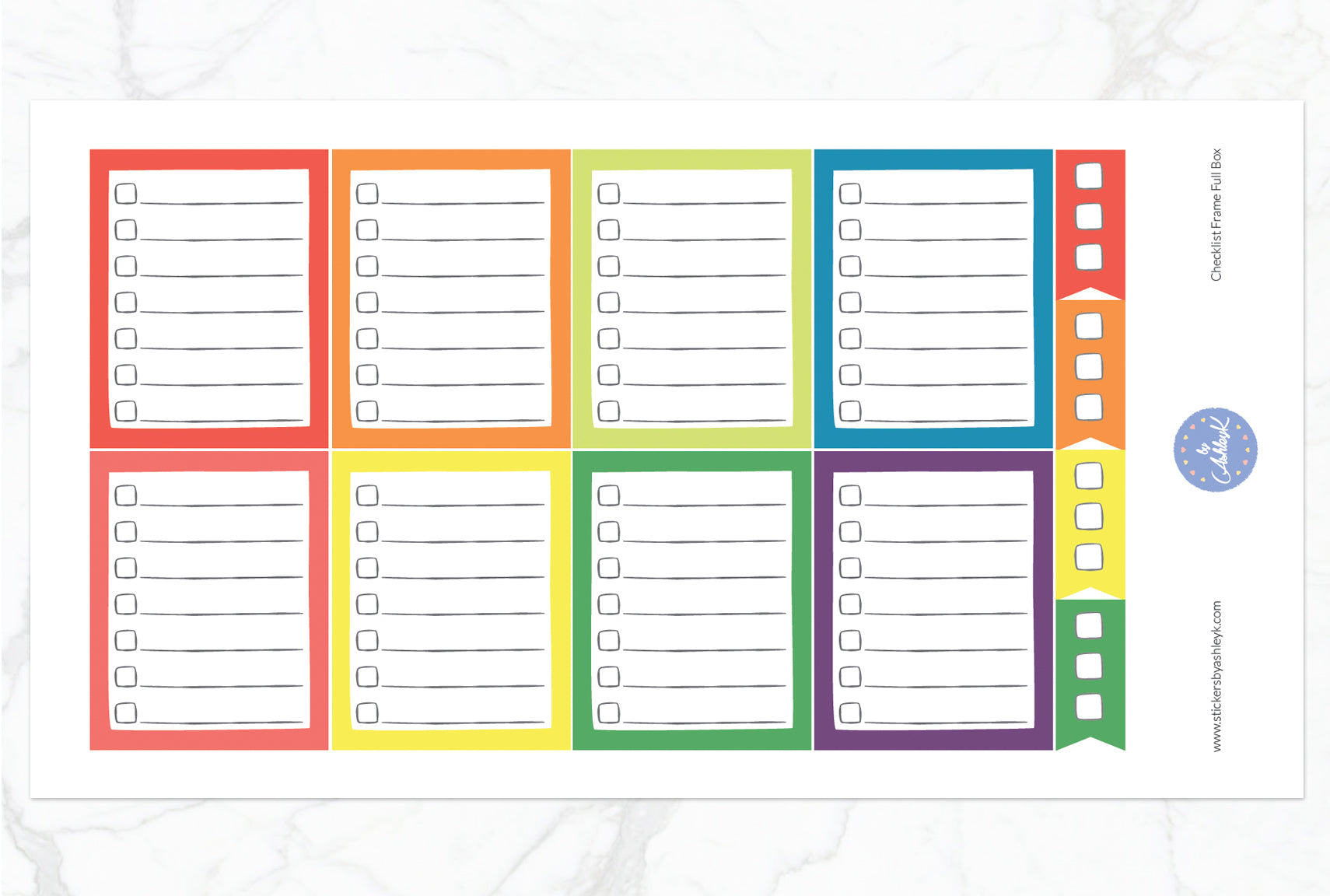Checklist Frame Full Box Stickers - Pastel Rainbow