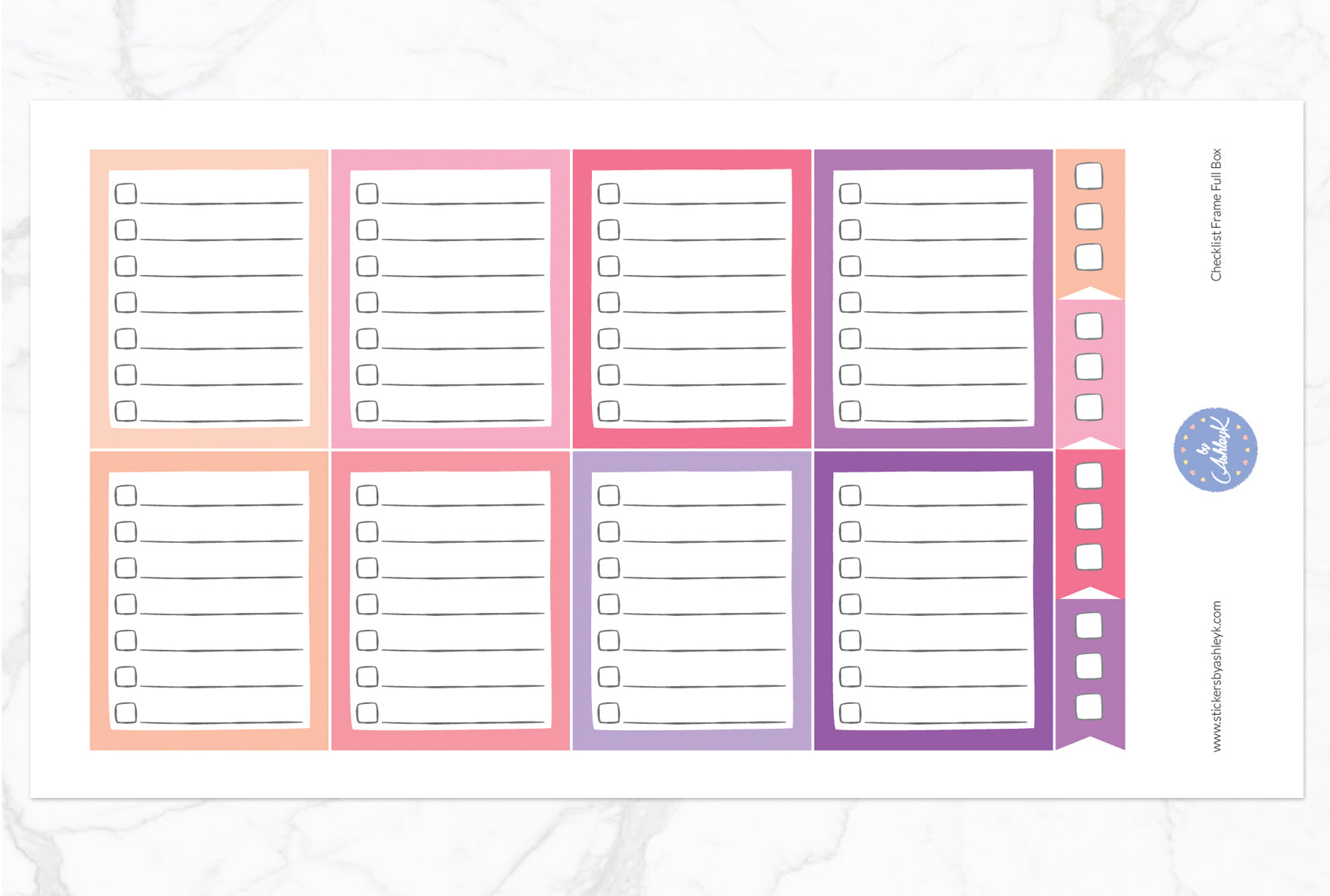 Checklist Frame Full Box Stickers - Raspberry