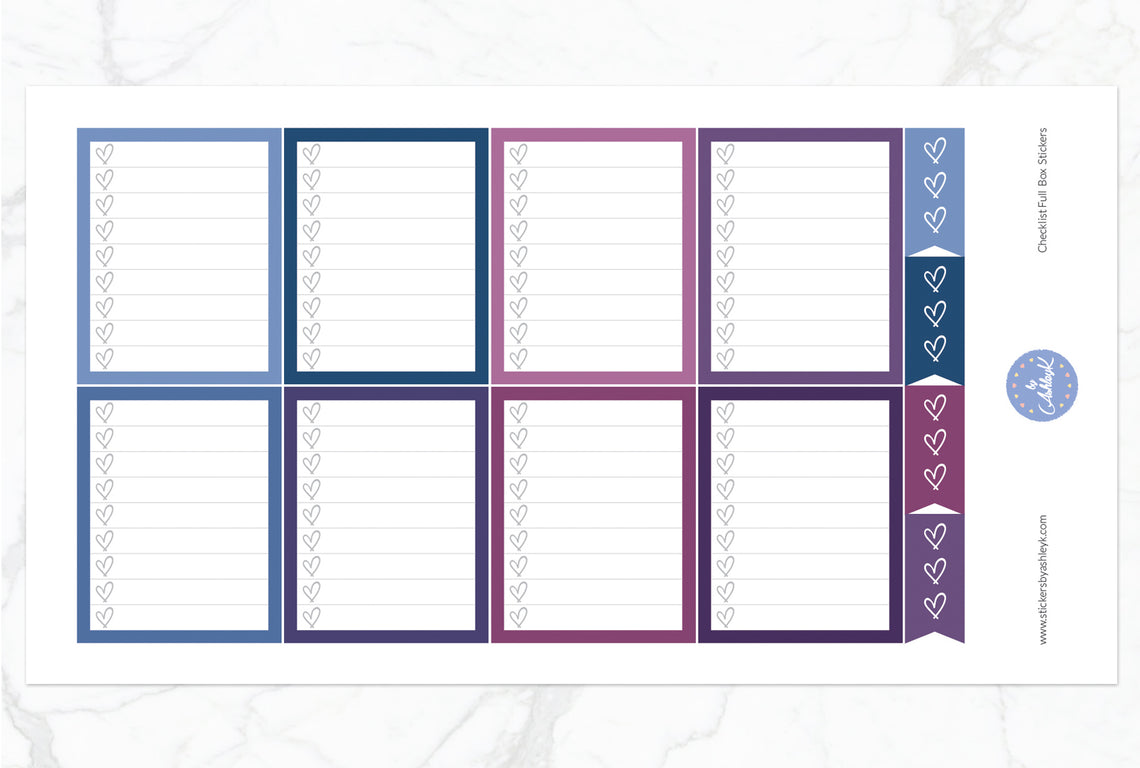 Checklist Full Box Stickers - Blueberry