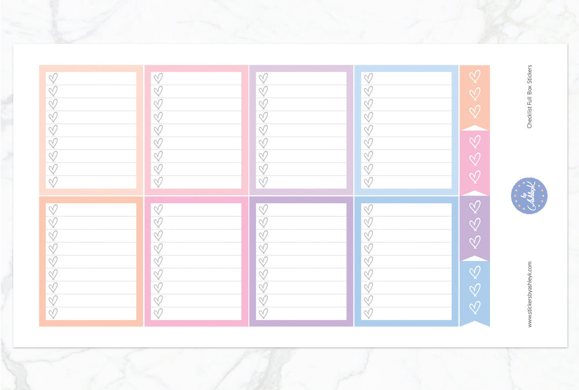 Checklist Full Box Stickers - Pastel Sunset