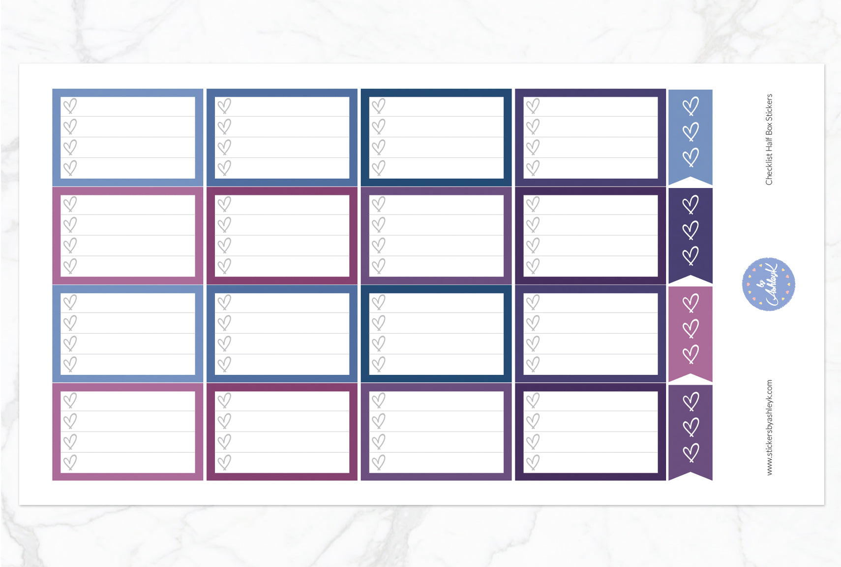 Checklist Half Box Stickers - Blueberry