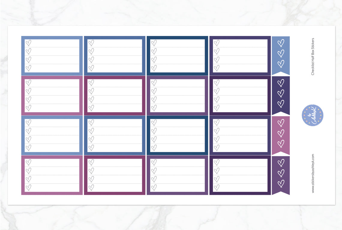 Checklist Half Box Stickers - Blueberry