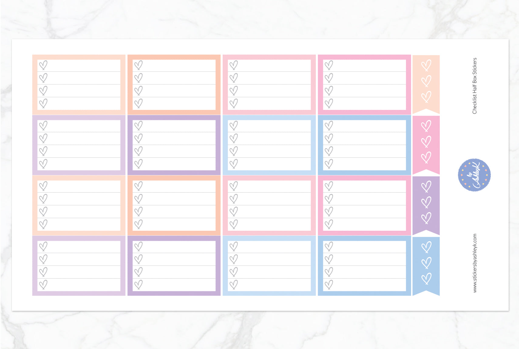 Checklist Half Box Stickers - Pastel Sunset