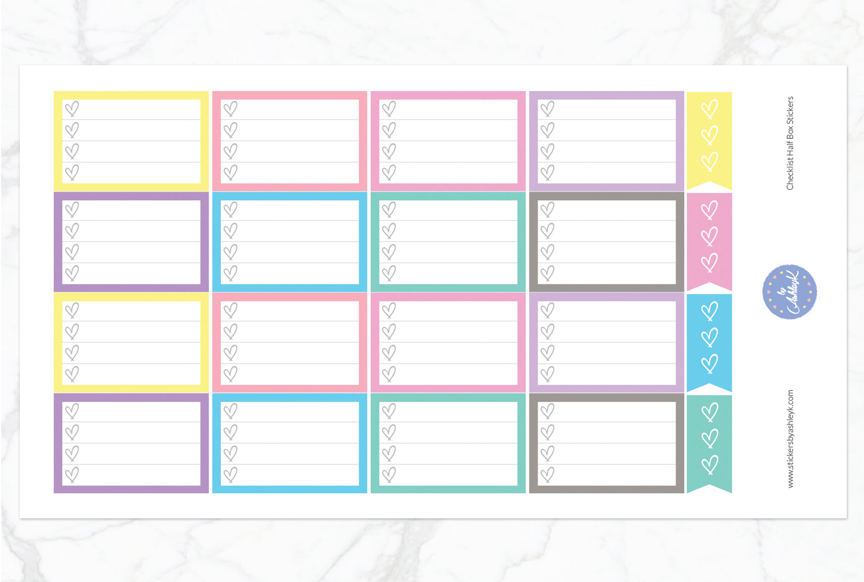 Checklist Half Box Stickers - Pastel