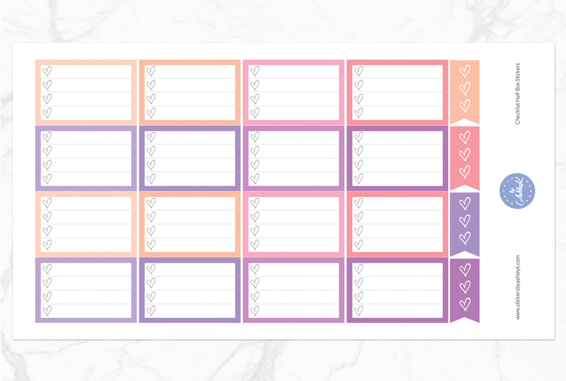 Checklist Half Box Stickers - Raspberry