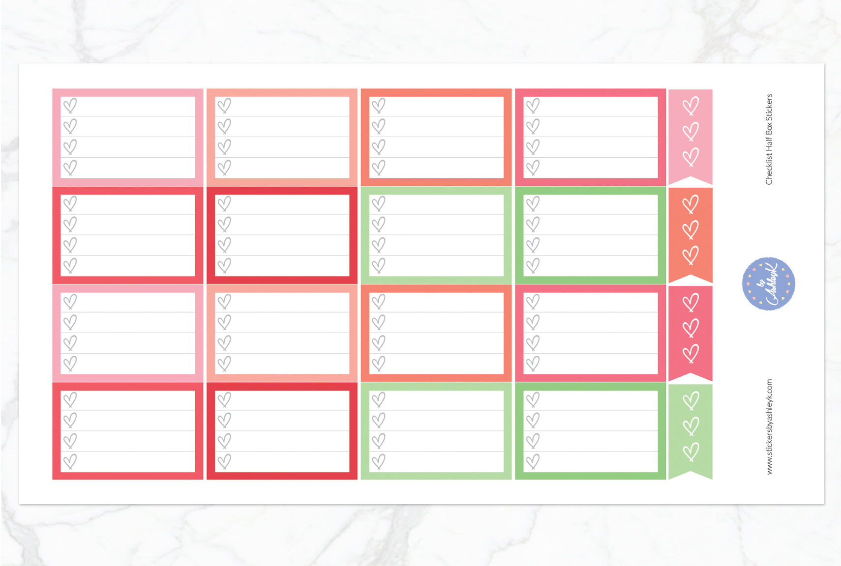 Checklist Half Box Stickers - Strawberry